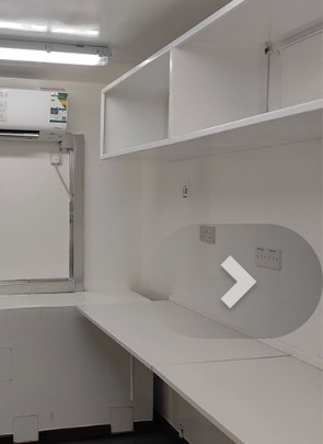 Interior of a fabricated office container
